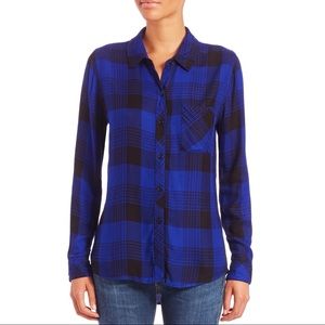 Rails Women's Blue Hunter Plaid Button-down Shirt in Cobalt-Black (Blue)